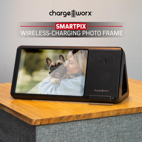 Smartpix Wireless Charging Station: 10W Charger, 4x6 Photo Frame | Desk Dock & Nightstand Accessory | Clutter-Free Design...