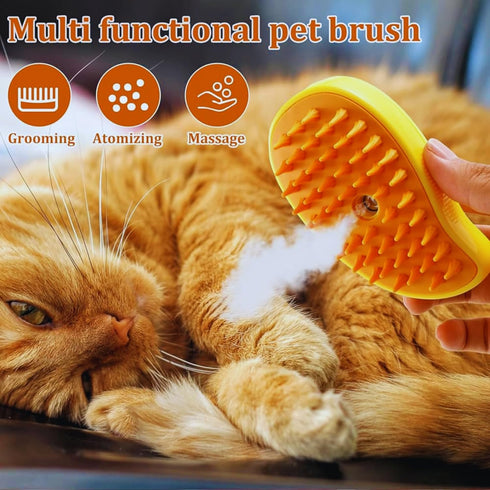 Steamy Cat Brush - 3 In 1 Cat Steam Brush, Self Cleaning Steam Brush For Cats and Multifunctional Steam Cat Brush, Steam Pet Brush Easily Removing...