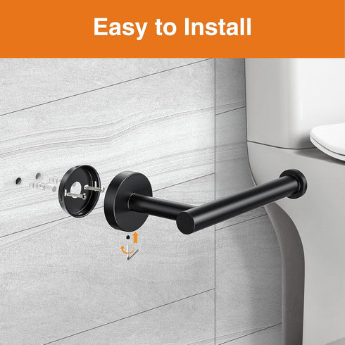 Matte Black Bathroom Toilet Paper Holder, Premium Thicken SUS304 Stainless Steel Rustproof Wall Mounted Toilet Tissue Roll Holder for Bathroom, Ki...