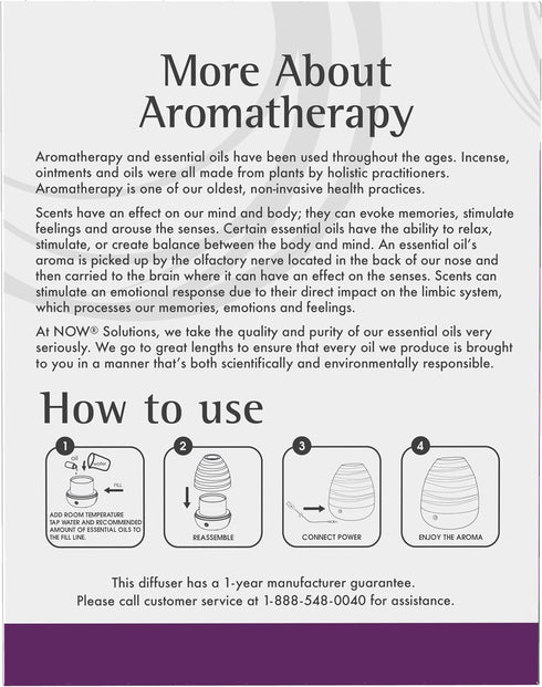 NOW Essential Oils, Ultrasonic USB Aromatherapy Oil Diffuser, Extremely Quiet, Heat Free, and Easy to Clean, Color Changing LED Diffuser...