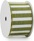 Sage Green Wired Ribbon 2.5" Horizontal White Stripe Wired Edge Burlap Ribbon Farmhouse Wire Ribbon for Wreaths Crafts Supplies Gift Wrapping Bows...