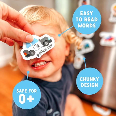 Curious Columbus Vehicles Fridge Magnets for Toddlers 1-3 Year Olds. Large Foam Refrigerator Magnets for Kids Baby and 3-5 Years Old. Magnetic ABC...