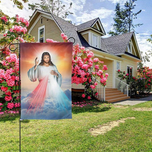 YISHOW Divine Mercy Jesus Christian Garden Flag Double Sided Vertical Lord Faith Christian Religious House Flags Yard Signs Outdoor Decor 12.5"X18...