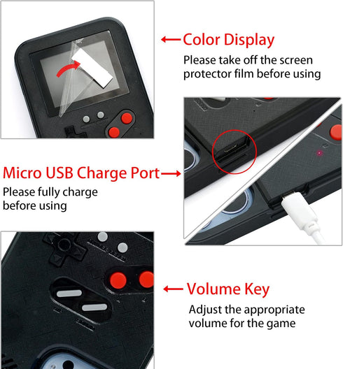 WeLohas Gameboy Case for iPhone 13/13 Pro,Handheld Retro 168 Classic Games,Color Video Display Game Case for iPhone,Anti-Scratch Shockproof Phone ...