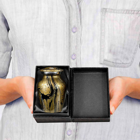 Trupoint Memorials Small Urns for Human Ashes Keepsake, Camouflage and Hunters Decorative Mini Cremation Urn for Adult Men and Women, Golden...