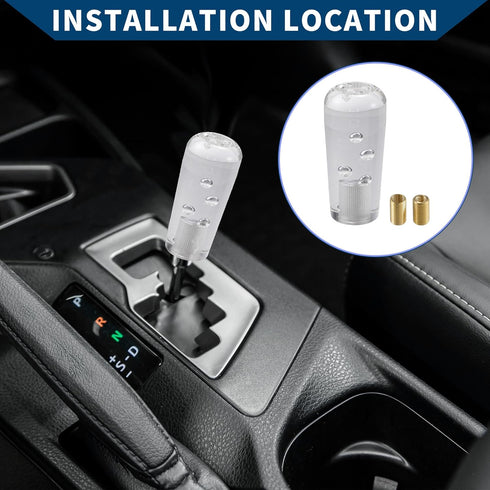 Shift Knob W/ 2 Adapter/Front Gear Shifter Knob for Automatic and Manual Vehicles/Faux Crystal Stick Shifter Lever Knob Acrylic 10cm / 1Set Clear...