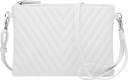 B BRENTANO Chevron Embroidered Crossbody Clutch Bag Pouch with Removable Wristlet & Adjustable Shoulder Strap...