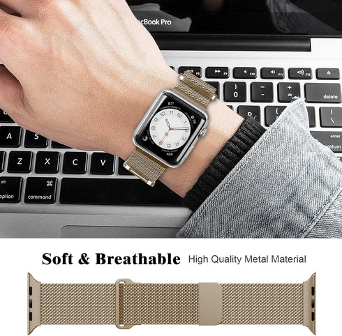 Geoumy Metal Magnetic Bands Compatible for Apple Watch 38mm with Case, Stainless Steel Milanese Mesh Loop Replacement Strap Compatible with iWatch...