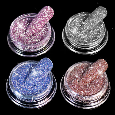 Allstarry Diamond Nail Glitter 4 Colors Sparkling Korea Reflective Glitter Diamond Dust Shiny Powder Pigment Craft Sequins Nail Supplies for Nail ...