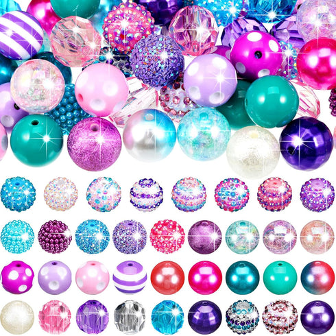 100 Pcs Colorful Chunky Bubblegum Beads 20mm Round Chunk Beads Plastic Rhinestone Large Beads for Pen Jewelry Chain Making Bag Craft Spacer Suppli...