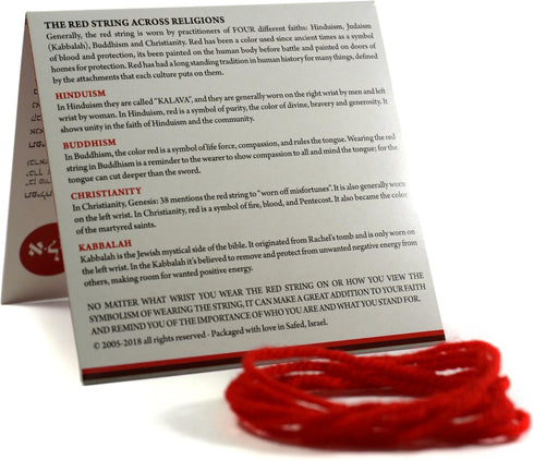 The Original Kabbalah Red String Bracelet from Israel - 60" Wool Cord for Spiritual Protection with Blessing, Prayer & Instructions (For Adults) f...