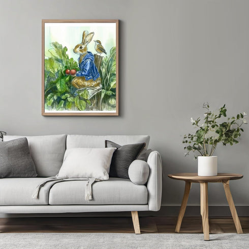 Posterizer 1 pcs-whimsical magical cute farmer bunny rabbit 2-Kids Room Art-Art for Animal Lovers-Gift for Daughter, Son, Kids- unframed wall art...