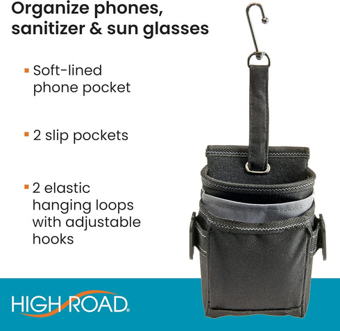High Road DriverPockets Car Phone Holder Air Vent Pouch and Front Seat Organizer with 3 Pockets, Hanging Hooks and Charging Port......