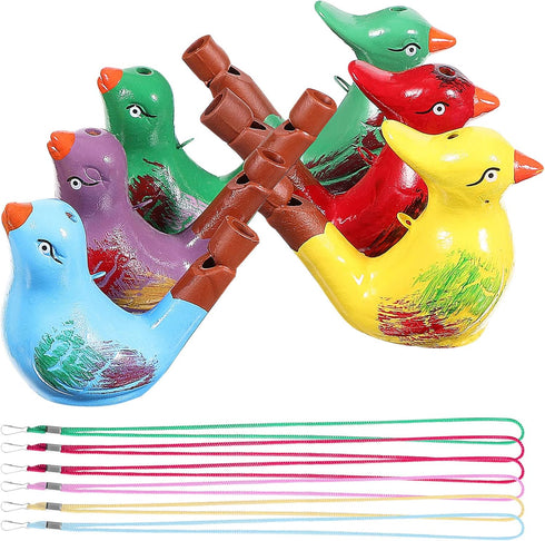 Bird Whistle 6 Pcs Ceramic s Bird Water Whistles Bird Call Whistles Musical Educational with Lanyards Birthday...