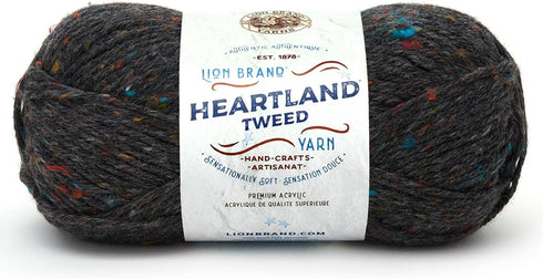Lion Brand Yarn Heartland Yarn, Worsted-Weight Yarn for Knitting, Crocheting, and Crafting, 1 Pack, Black Canyon Tweed...