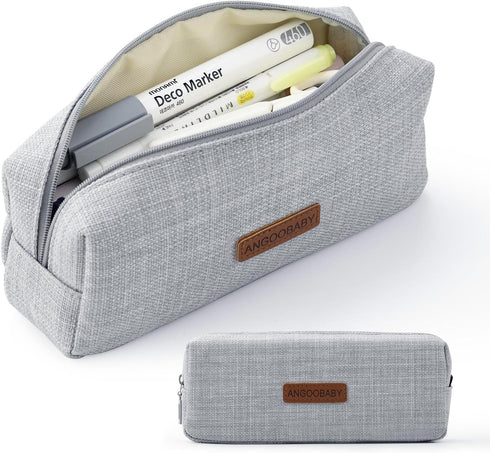 ANGOOBABY Small Pencil Case Student Pencil Pouch Coin Pouch Cosmetic Bag Office Stationery Organizer For Teen School-Grey Green...