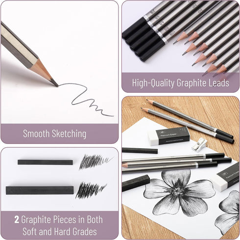 Mr. Pen- Sketch Pencils for Drawing, 19 pcs, Drawing Pencils for Sketching with Graphite Sticks, Erasers and Sharpener, Sketching Pencils, Art Pen...
