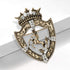 Vintage Golden Tone Queen Crown Pin Brooch Crystal Horse Racing Chapter Badge...
