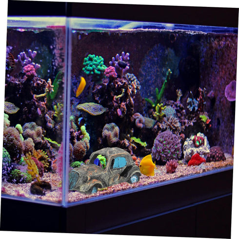 Car Wreck Decoration Underwater Imitation Car Fish Tank Ornament Car Aquarium Ornament Fish Tank Wreck Car Aquarium Decorations Reptile Cave Hut S...
