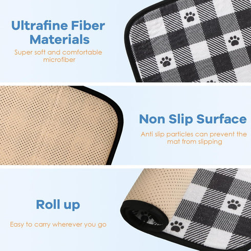 Dog Food Mats, Pet Bowl Mats, Super Absorbent and Dry, Prevents Spills, Non-Slip Design, Easy to Wash Machine Washable 14''x24'' (2 Pack)...