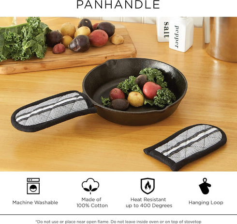 DII Double Strip Chef Kitchen Cooking & Baking Collection, Pan Handle Set, 6x3, Mineral Gray, 3 Piece...