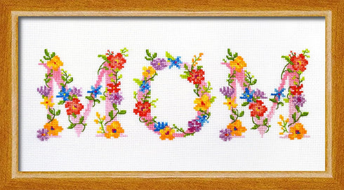 Povitrulya MOM Counted Cross Stitch Kit - DIY Embroidery Set with papper pattern, Presorted floss and blank 14-count Aida Canvas - Hand Made Mothe...