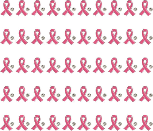 TANG SONG 50PCS 0.9''x1.57'' Breast Cancer Awareness Lapel Pins Pink Ribbon Pins Hope Ribbon Lapel Pins for Charity Recognition, Public Event, Fun...