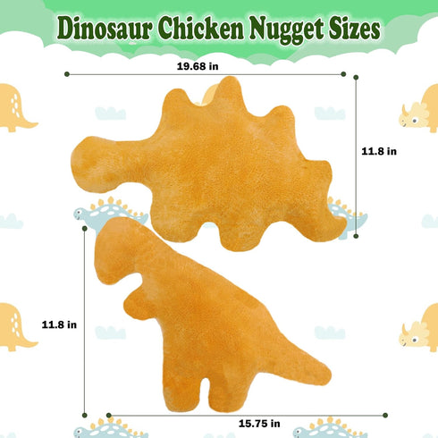 19 inch Dino Chicken Nugget Pillow, Dinosaur Chicken Nugget Plush, Dinosaur Stuffed Animal Cute Soft and Nice Size Plush Toy, Gift for Boys and Gi...