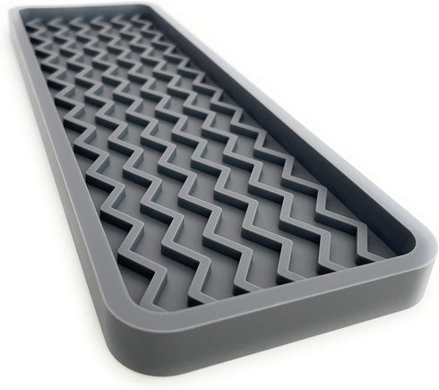Happitasa Silicone Kitchen Sink Organizer Tray, Sponge Holder and Countertop Protector | Bathroom and Kitchen Soap Dish and Dispenser Tray (Grey, ...