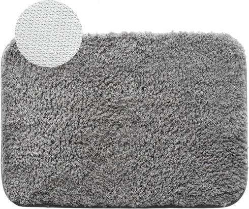 Microfiber 20''x30'' Bath Rug 1 Piece with PVC Non-Slip Backing Bath Mat Set,Machine Washable Water Absorb Bathroom Rug Set,Grey...
