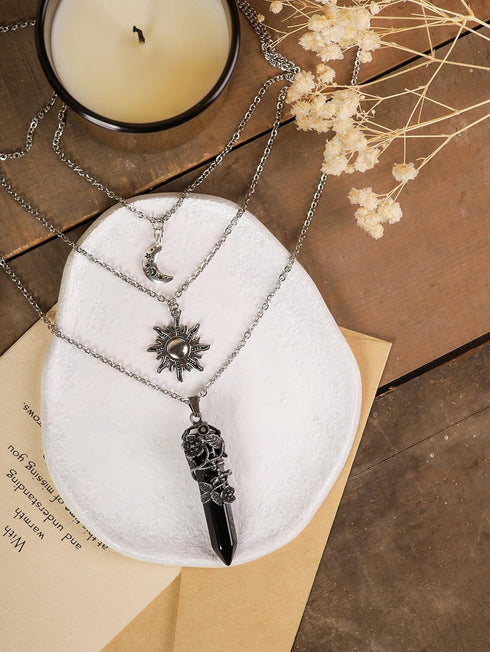 Sacina Gothic Crescent Moon Choker Necklace, Moon Sun Star Choker Necklace, Goth Necklace, Gothic Necklace, Halloween Christmas New Year Jewelry G...