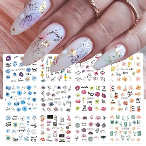 12 Sheets Nail Art Stickers Decals Flower Spring Nail Decals Charming Daisy Nail Stickers for Nail Art Supplies Water Transfer Nail Accessories fo...