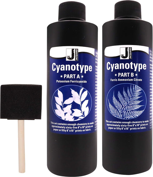 Jacquard Cyanotype - for Photographic Blueprints on Paper and Fabric - 2 Component Sensitizer Set - Bundled with Moshify Sponge Brush for Applicat...