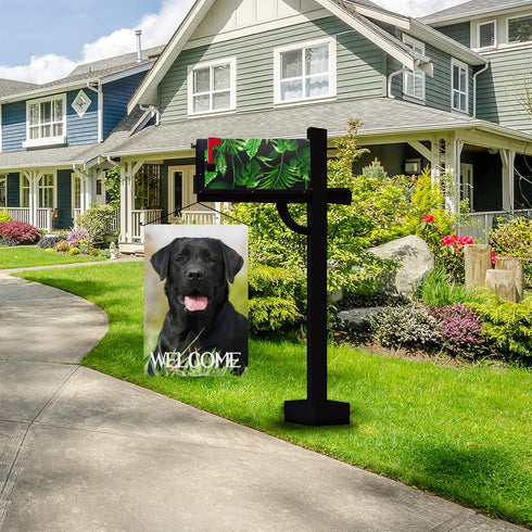 TropicalLife Welcome Black Labrador Dog on the Grass Polyester Garden Flag Banner 12 x 18 Inch Double Side Print Home Outdoor Patio Yard Garden De...