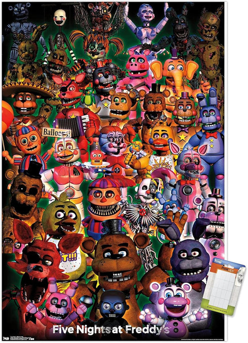 Trends International Five Nights at Freddy's - Ultimate Group Wall Poster, 22.375" x 34", Poster & Mount Bundle...