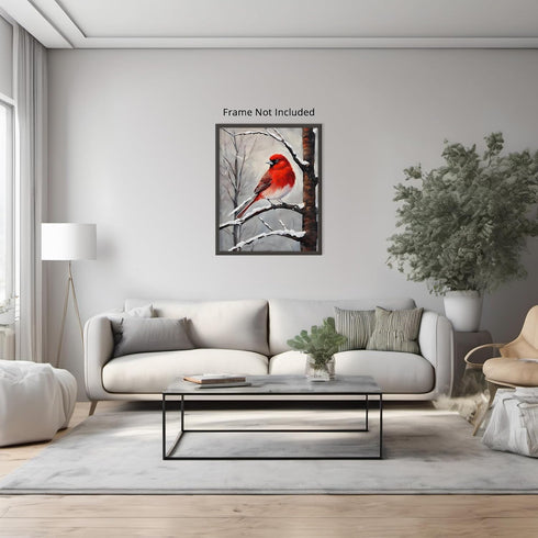Posterizer 1 pcs-cute little bird in snowy winter scene -12-Art for Animal Lovers-Landscape & Nature Art-Decor for Home & Office- unframed wall ar...