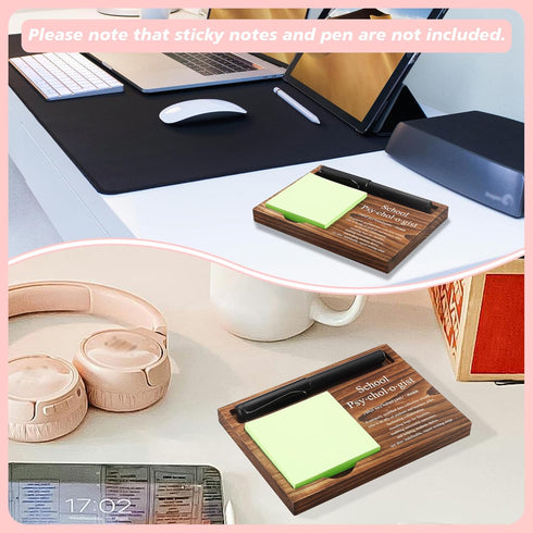 School Psychologist Sticky Note Holder Wooden Notepad & Pen Holder 6.5" x 4.7" Sticky Note Pad Holder Dispenser for Desk School Psychologist Defin...