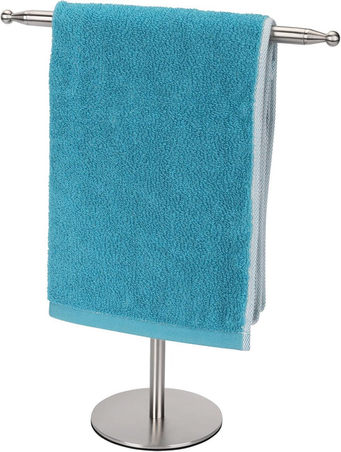 Hand Towel Holder Stand for Bathroom Vanity Countertop Stainless Steel T-Shape Free Standing Towel Rack Stand Towel Bar for Bathroom Kitchen (Brus...