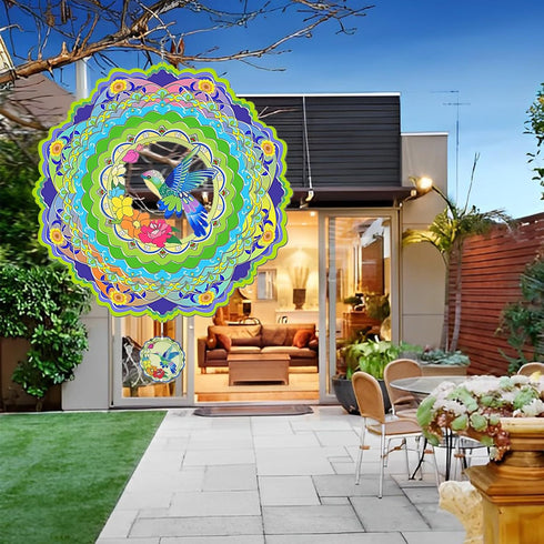 Hummingbird Wind Spinners for Yard and Garden,3D Wind Spinner, 12 inch Metal Wind Sculpture Stainless Steel Wind Catchers for Outdoor Indoor Craft...