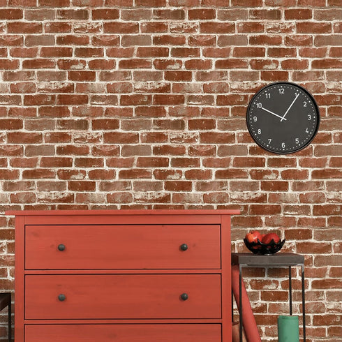 Rustic Red Brick Wallpaper Peel and Stick,Removable Brick Wallpaper,Self Adhesive Vinyl Wallpaper for Fireplace Backdrop, Laundry Room Wall Decor ...
