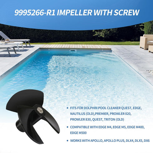 9995266-R1 Impeller with Screw for Dolphin Maytronics Automatic Pool Cleaner, Compatible with Edge/M4/M5/M400/M500/Nautilus/Apollo/Apollo Plus/Pre...