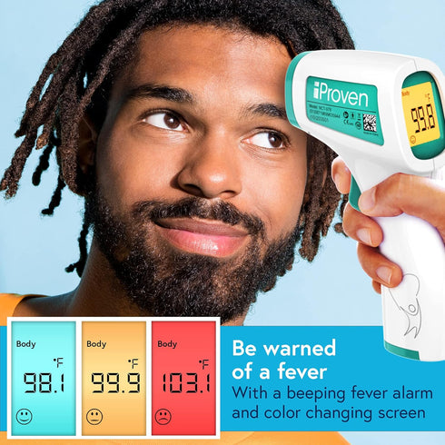 Infrared Forehead Thermometer for Adults and Infants, Touchless iProven Thermometer, 1sec Instant Accurate Readings, 3 in 1 Including Fever Alarm,...