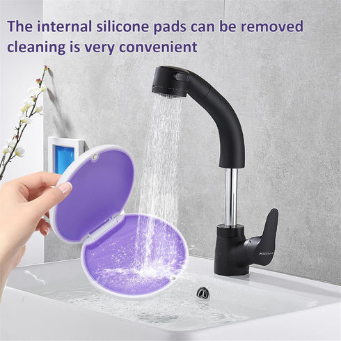 Retainer Case,Cute Slim Aligner Case Compatible with Invisalign,Retainer Holder with Aligner Remover Tool, Chew & Brush,Rope Bag (White Shell Purp...