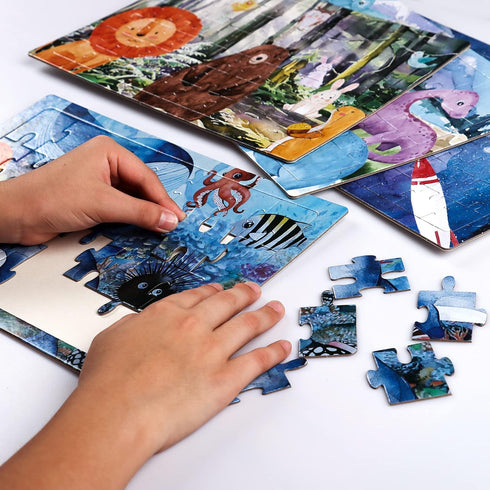 4 in 1 Increasing Difficulty Kids Puzzle for Kids, Ages 3-8, 24-60-Piece Puzzles, Puzzles for Children Learning Educational Puzzles Toys for Boys ...