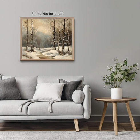 Posterizer 1 pcs-snowy jungle in winter in oil painting style-15-Landscape & Nature Art-GIft for Men Women Teens-Dining Room Decor- unframed wall ...