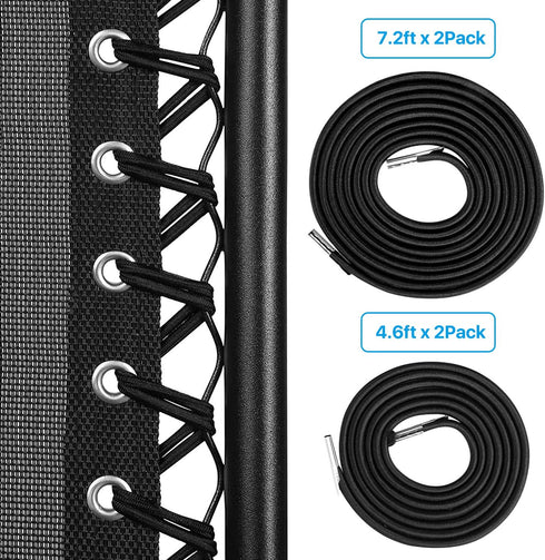 Flexzion Replacement Cord for Gravity Chair - 4 Black Cords (2 Long 2 Short) - Universal Nylon Laces Repair Kit for Zero Gravity, Bungee, String, ...