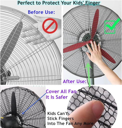 2 PACK Fan Cover for 30 Inch Industrial Pedestal Fan,Fan Dust Cover for Kids Children Finger Protection,Fan Mesh Cover for 30" Commercial Fan for ...