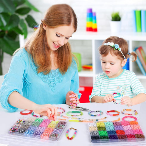 XSEINO 9000PCS Clay Beads Bracelet Making Kit,46Colors Flat Friendship Polymer Heishi Beads for Jewelry Making with Rich Jewelry Making Accessorie...