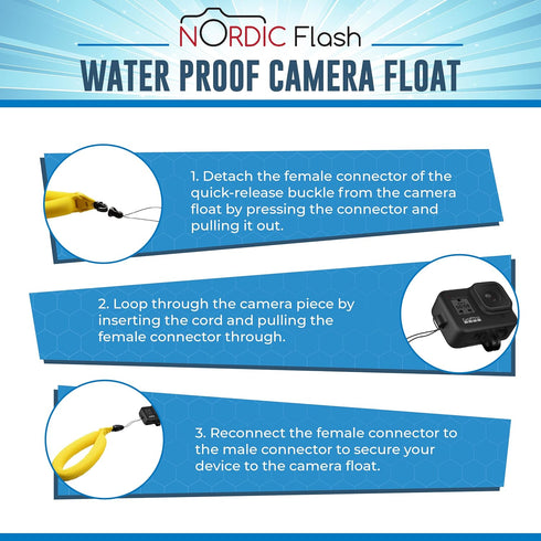 Waterproof Camera Float (2-pack) Floating Strap for GoPro Hero12, DJI Action 4, Insta360 Ace Pro, Olympus Tough TG-6, & Many More Action Cameras a...
