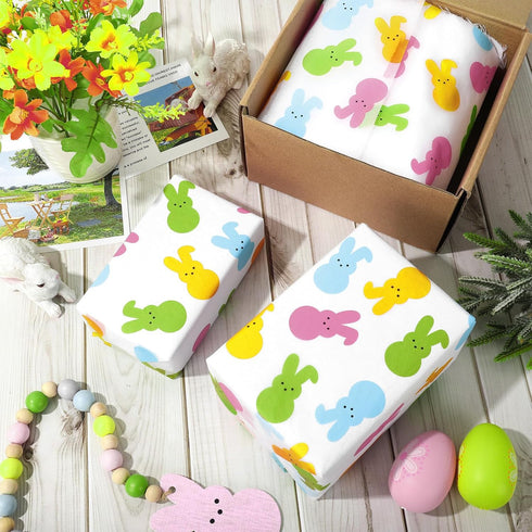 Whaline 100 Sheets Easter Tissue Paper Pastel Bunny Rabbit Gift Wrapping Paper Spring Decorative Art Paper for DIY Crafts Birthday Baby Shower Par...